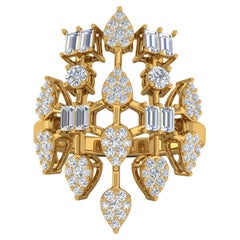 Bague en or jaune 18 carats avec diamant naturel de 1,60 carat de pureté SI de couleur hi-colore