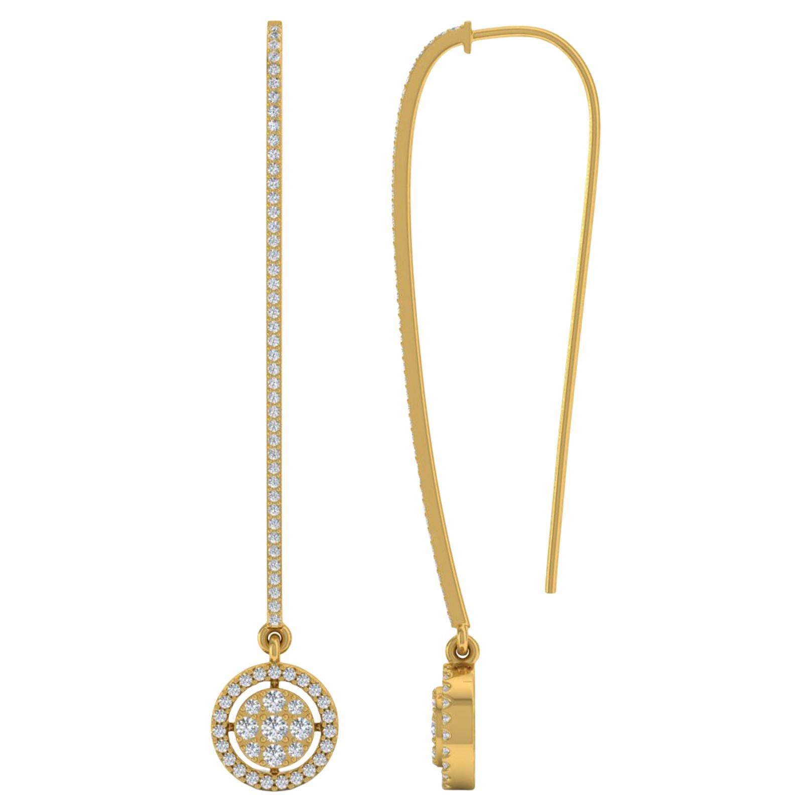 0.75 Ct. SI Clarity HI Color Baguette Diamond Hook Earrings 18 Karat Yellow Gold