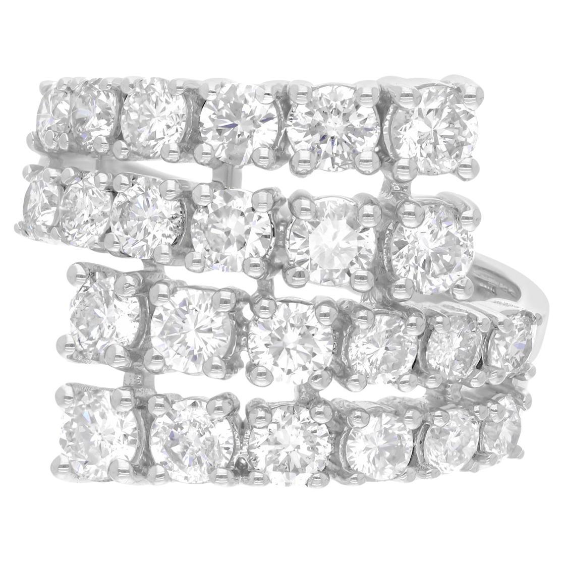 Anillo Envolvente de Diamantes Redondos de 2,40 Quilates Claridad SI Color HI Oro Blanco 18 Kilates