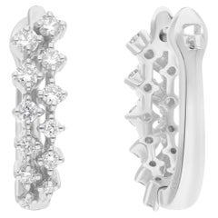 0,45 quilates SI Claridad HI Color Diamante 18 quilates Oro Blanco Pendientes finos de clip