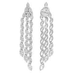 Boucles d
oreilles chandelier en diamant taille brillant de 7,53 carats SI/H en or blanc 18 carats