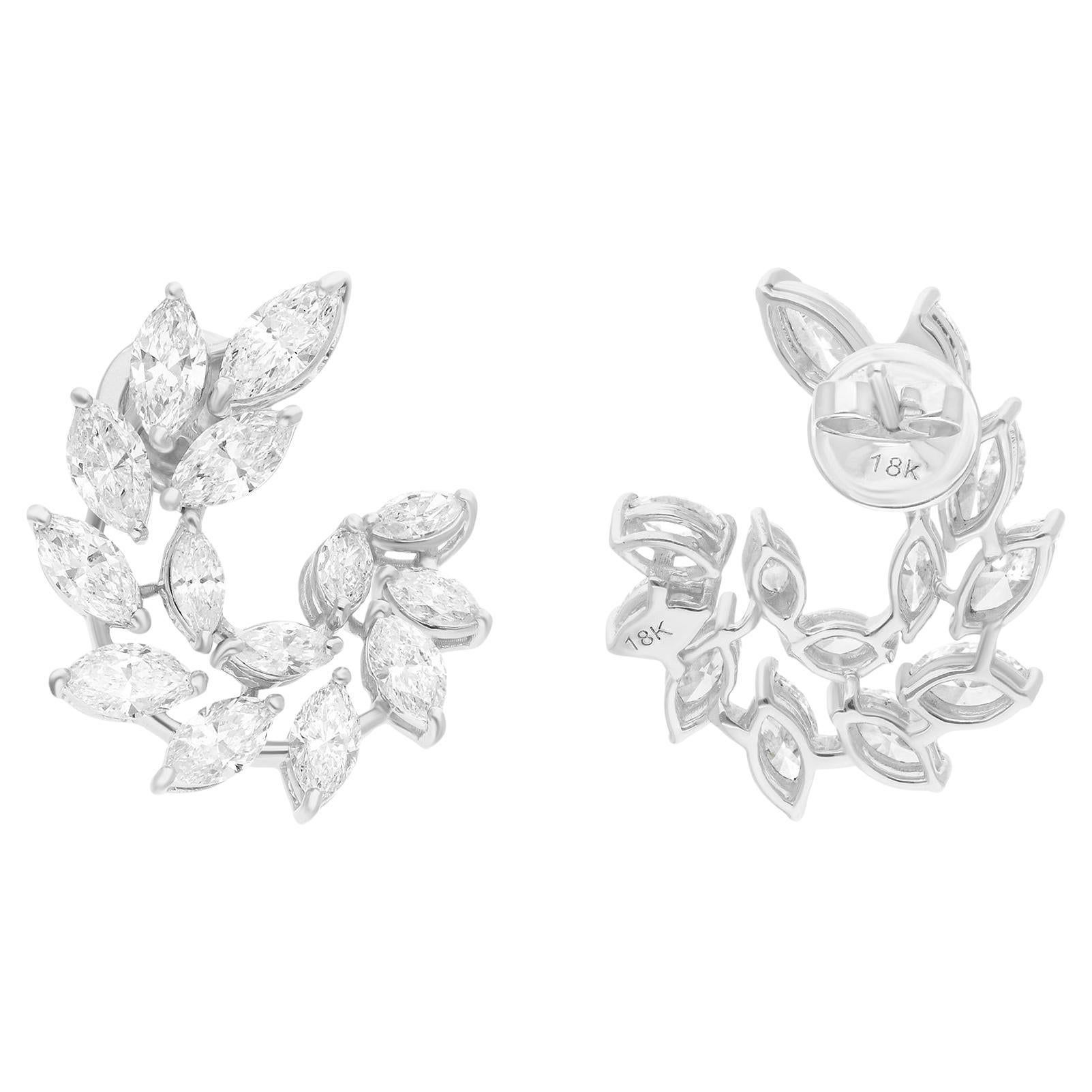4.83 Carat SI Clarity HI Color Marquise Diamond Earrings 18 Karat White Gold For Sale