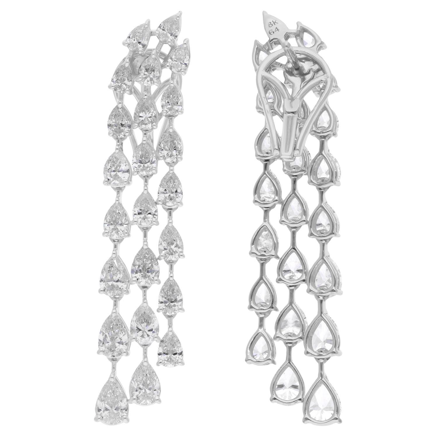 6.77 Carat SI/H Pear Brilliant Cut Diamond Earrings 14 Karat White Gold Jewelry