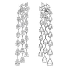 6.77 Carat SI/H Boucles d
oreilles diamant poire taille brillant 14 Karat White Gold Jewelry