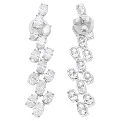 5.89 Carat SI/H Oval Shape Diamond Dangle Earrings 14 Karat White Gold Jewelry