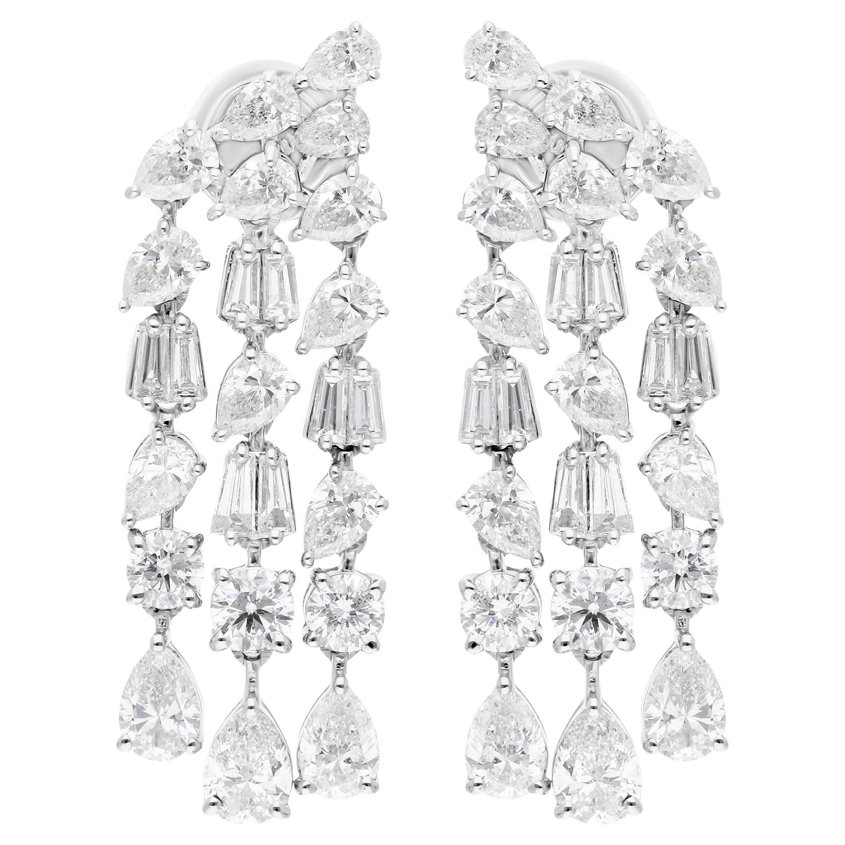 Real 5,65 Karat SI/H Multi Shape Diamant-Kronleuchter-Ohrringe 14 Karat Weißgold