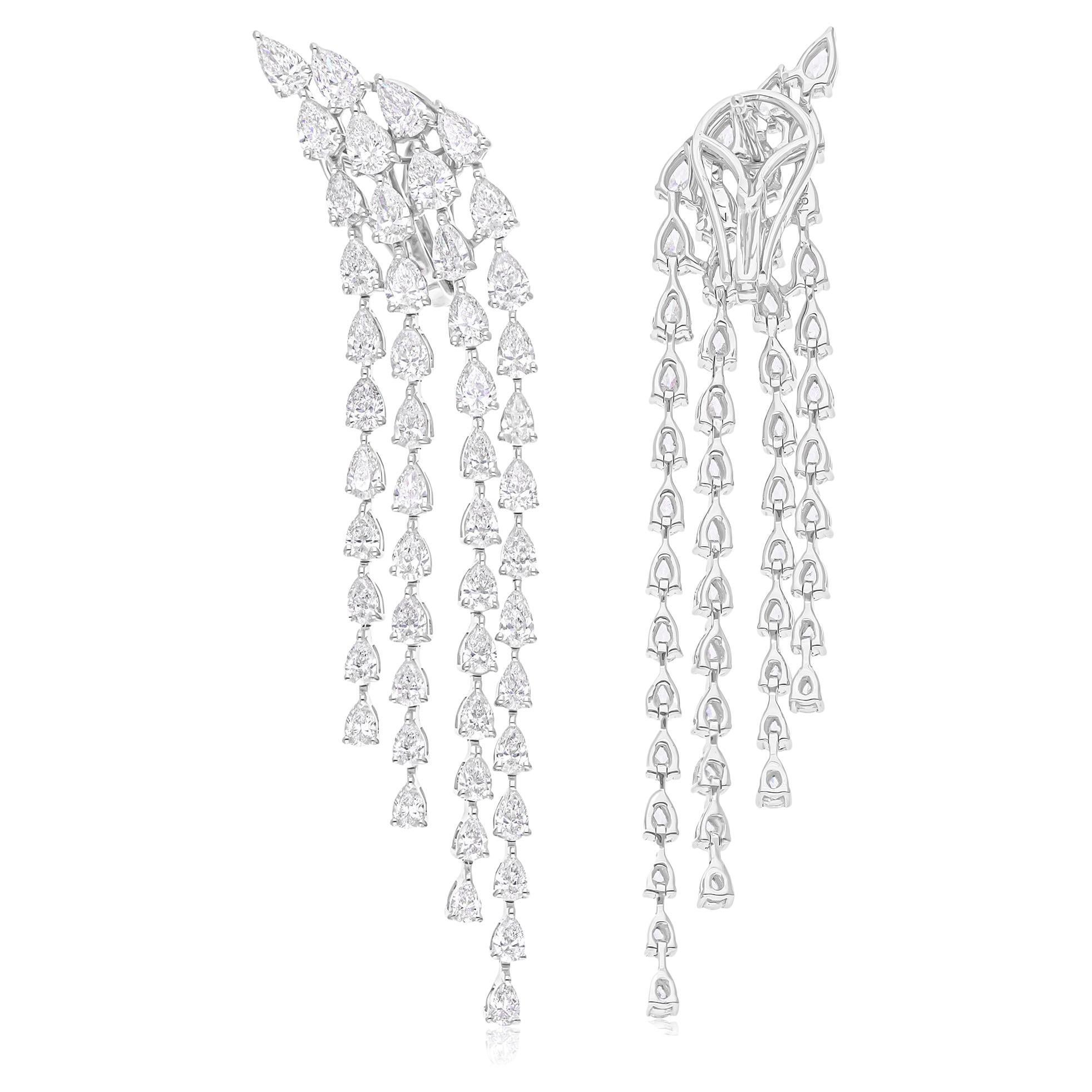 Pendientes araña de diamantes talla pera brillante SI/H de 7,68 quilates Oro blanco 18k