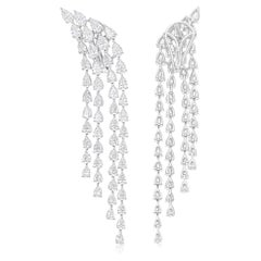 Pendientes araña de diamantes talla pera brillante SI/H de 7,68 quilates Oro blanco 18k