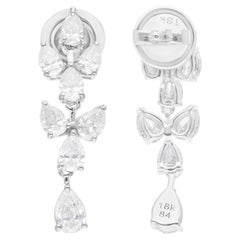 Boucles d
oreilles pendantes en or blanc 18 carats avec diamant poire taille brillant de 1,95 carat SI/H