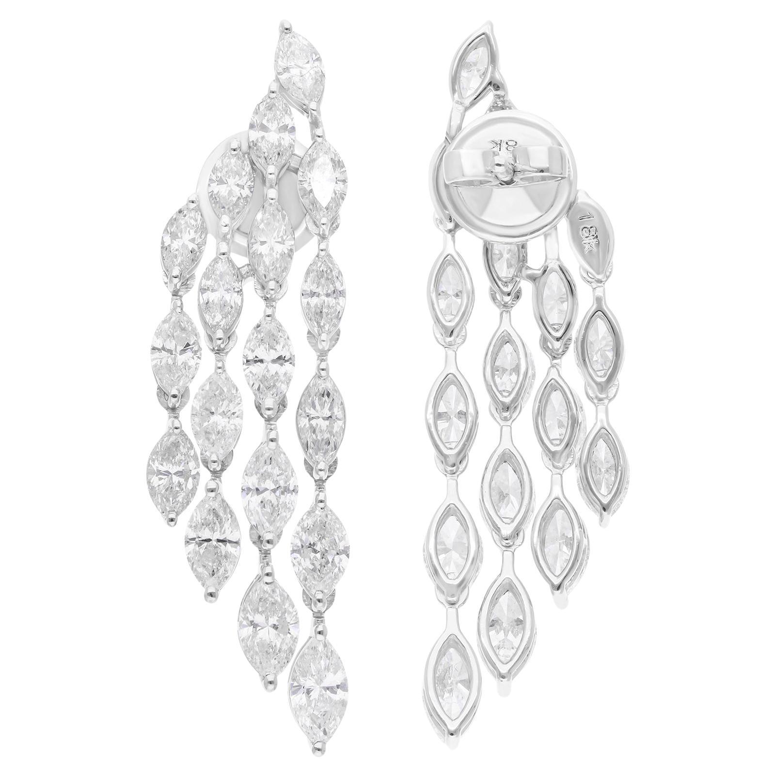 5,35 Karat SI/H Marquise-Diamant-Kronleuchter-Ohrringe 10 Karat Weißgold-Schmuck