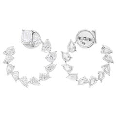 3,68 Karat SI/H Birnenschliff Diamant-Ohrringe mit Smaragdschliff 10 Karat Weißgold Schmuck