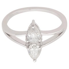 0.63 Carat SI/H Pear Shape Brilliant Cut Diamond Ring 14k White Gold Jewelry