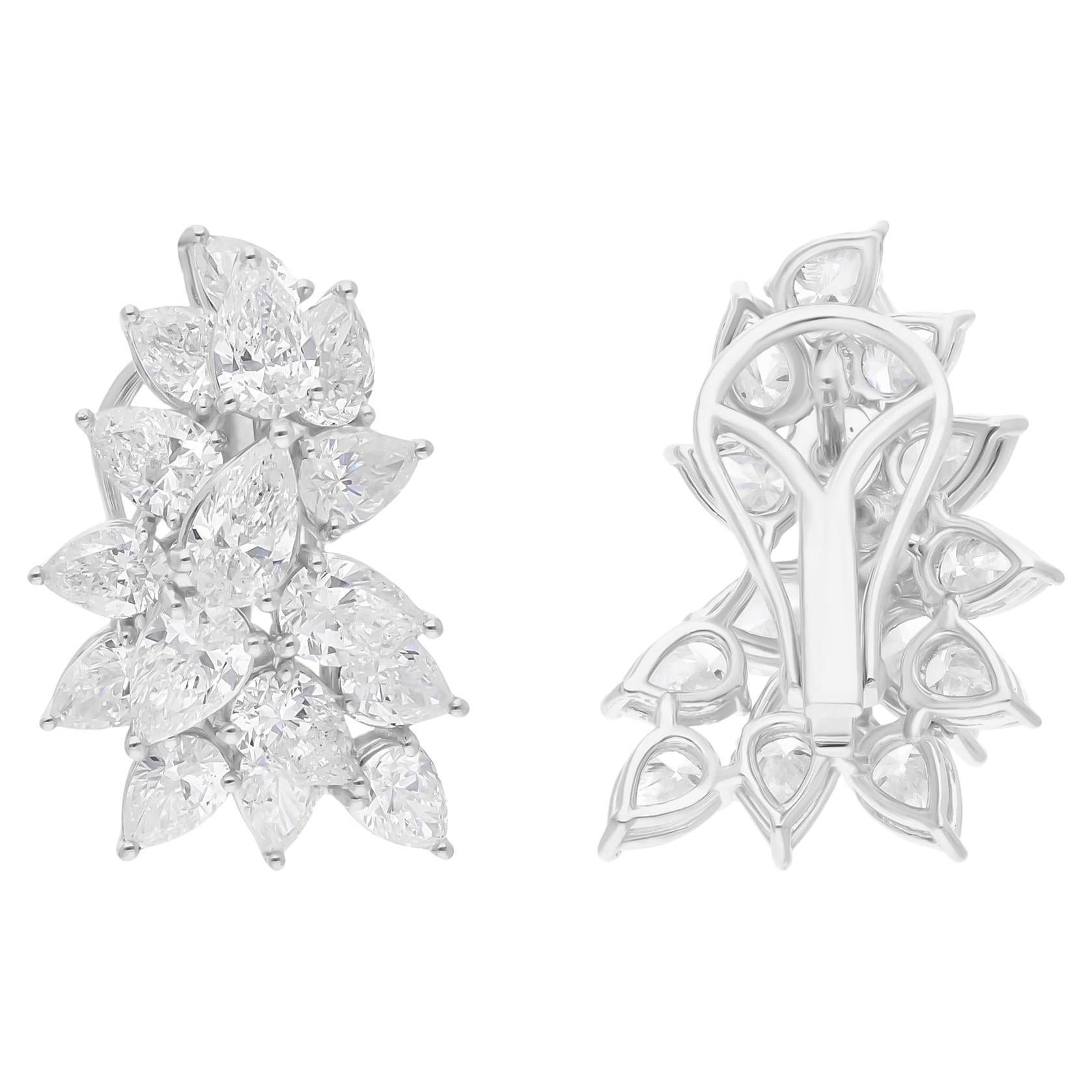 5,27 quilates SI Claridad HI Color Pendientes de diamantes en forma de pera Oro blanco de 18 quilates