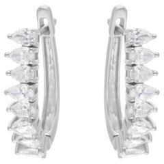 Créoles en or blanc 18 carats avec diamants poire de 1,38 carat de pureté SI de couleur hi-colore