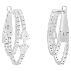 SI Clarity HI Color Pear Round Diamond Hoop Earrings Gioielli in oro bianco 14 Karat