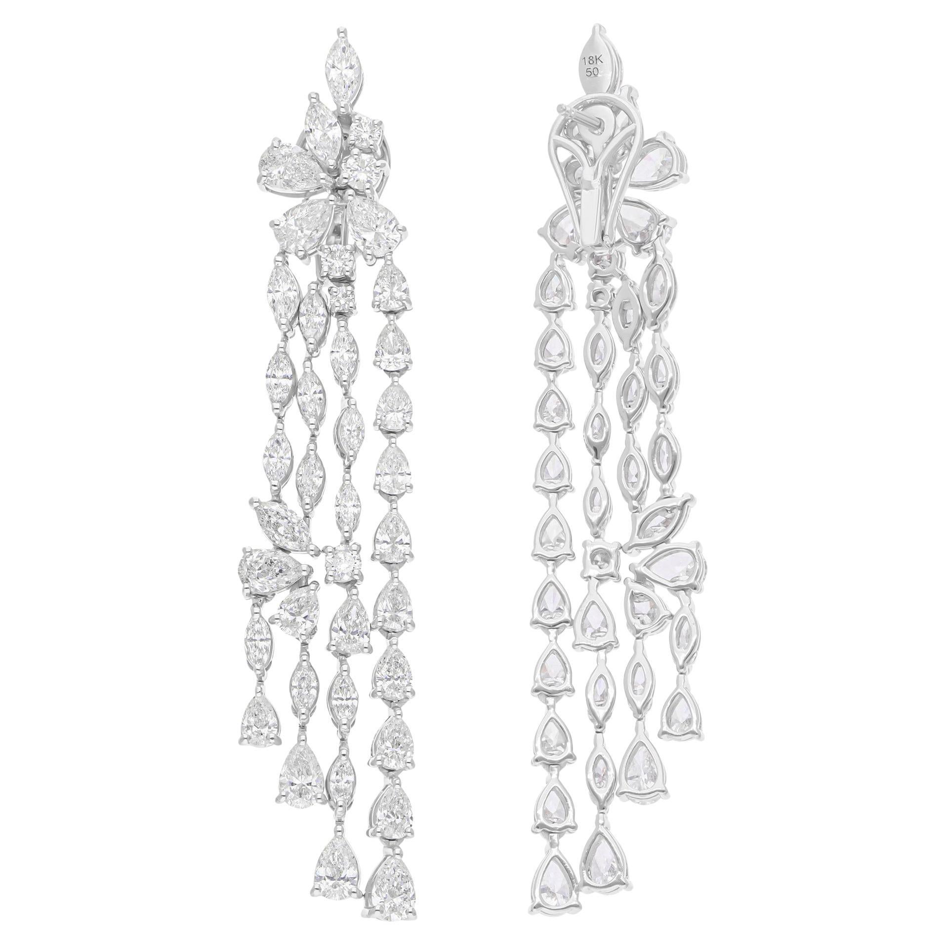 12,77 quilates SI/H Pendientes araña de diamantes marquesa pera Oro blanco 14 quilates