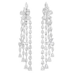 12,77 quilates SI/H Pendientes araña de diamantes marquesa pera Oro blanco 14 quilates