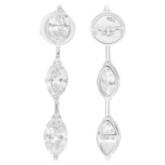 Real 3.45 Carat SI/H Marquise Brilliant Cut Diamond Earrings 18 Karat White Gold