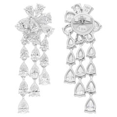 5 Karat SI/H birnenförmige Brillantschliff Diamant-Kronleuchter-Ohrringe 14 Karat Weißgold