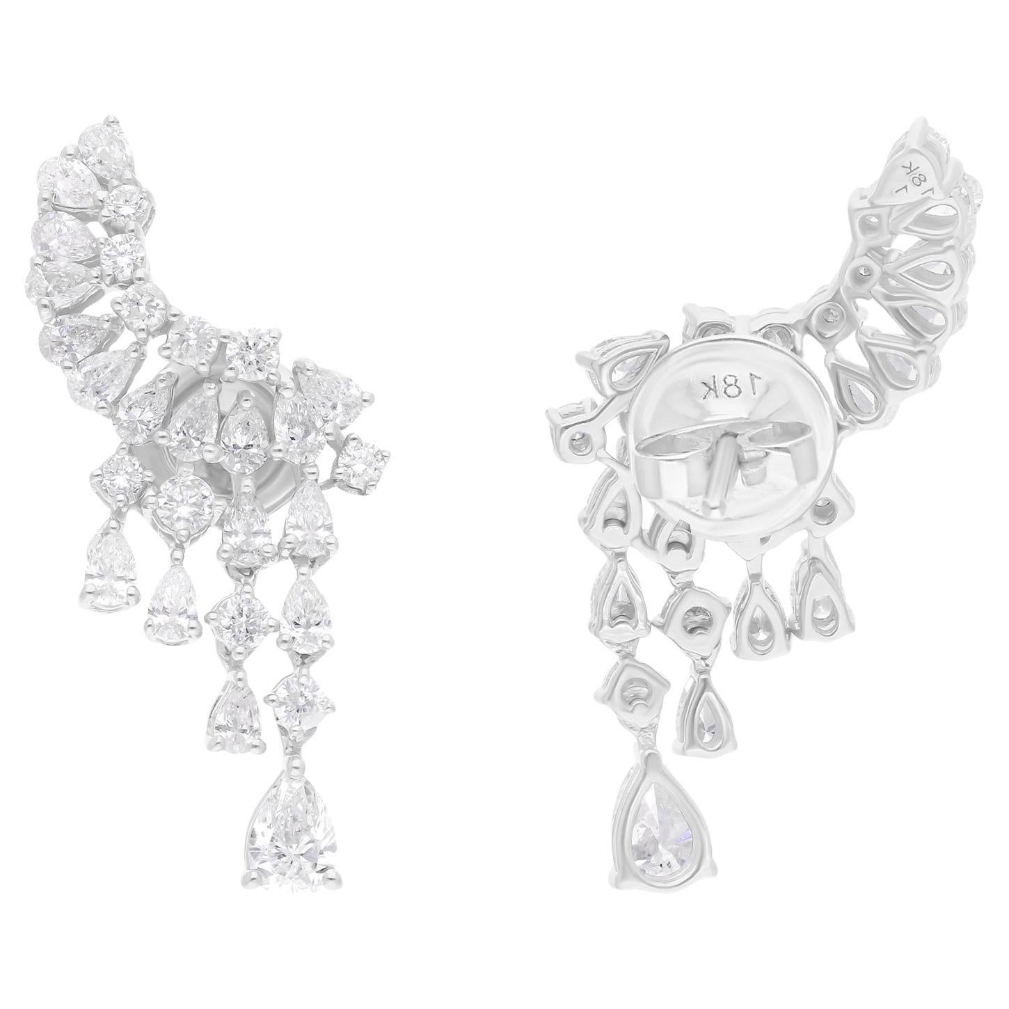 Orecchini di diamanti tondi a pera naturali da 2,52 carati SI/H Gioielli in oro bianco 18 carati