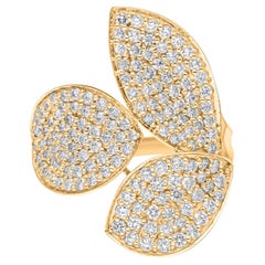 Real 1,55 Karat SI/H Diamant-Blattring aus 14 Karat Gelbgold mit rundem Brillantschliff