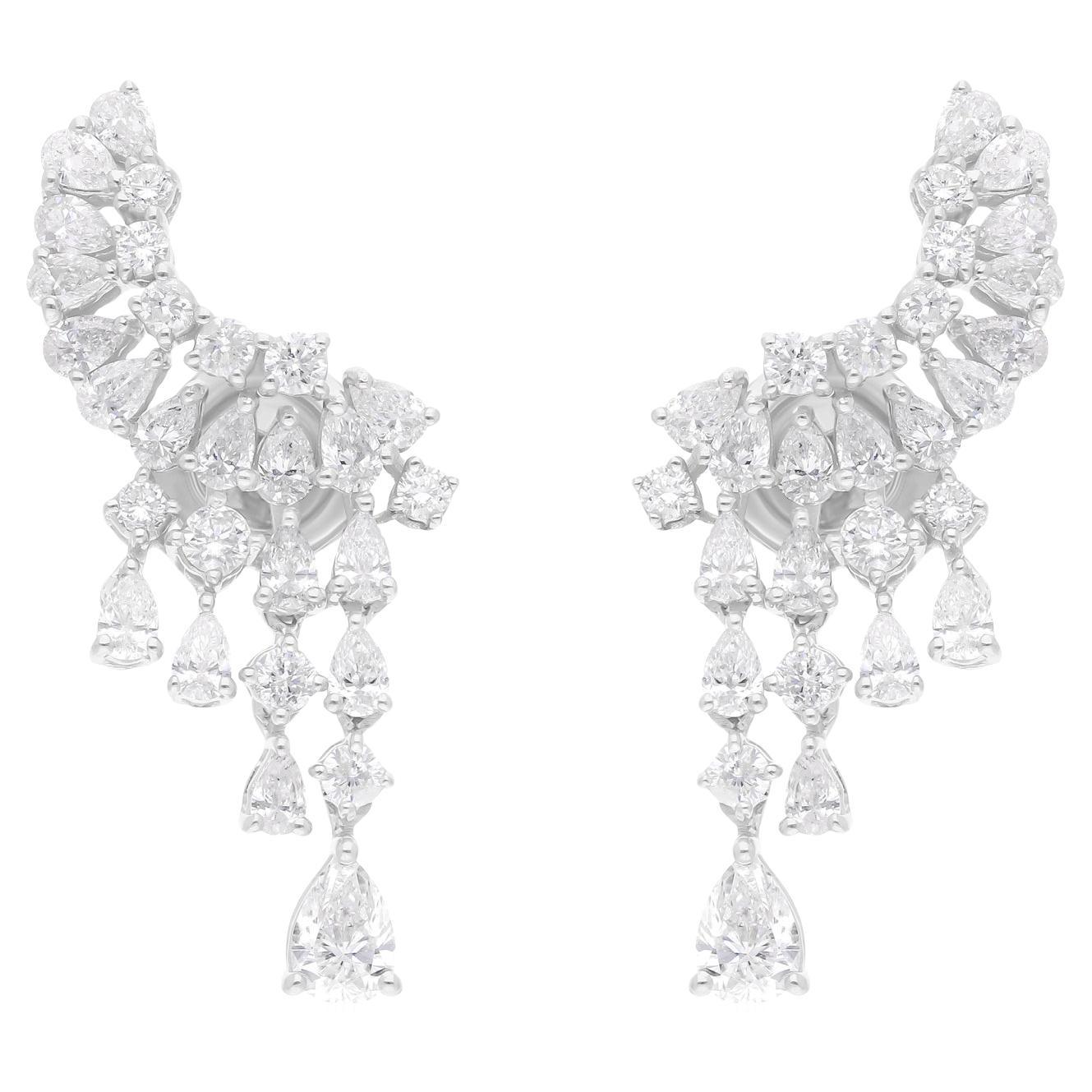 Orecchini di diamanti tondi a pera naturali da 2,52 carati SI/H Gioielli in oro bianco 14 carati