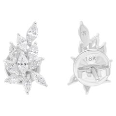 Real 0,90 Karat SI/H Marquise Brillantschliff Diamant-Ohrringe 18 Karat Weißgold