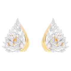 2.20 Carat SI/H Marquise Brilliant Diamond Feather Earrings 18 Karat Yellow Gold