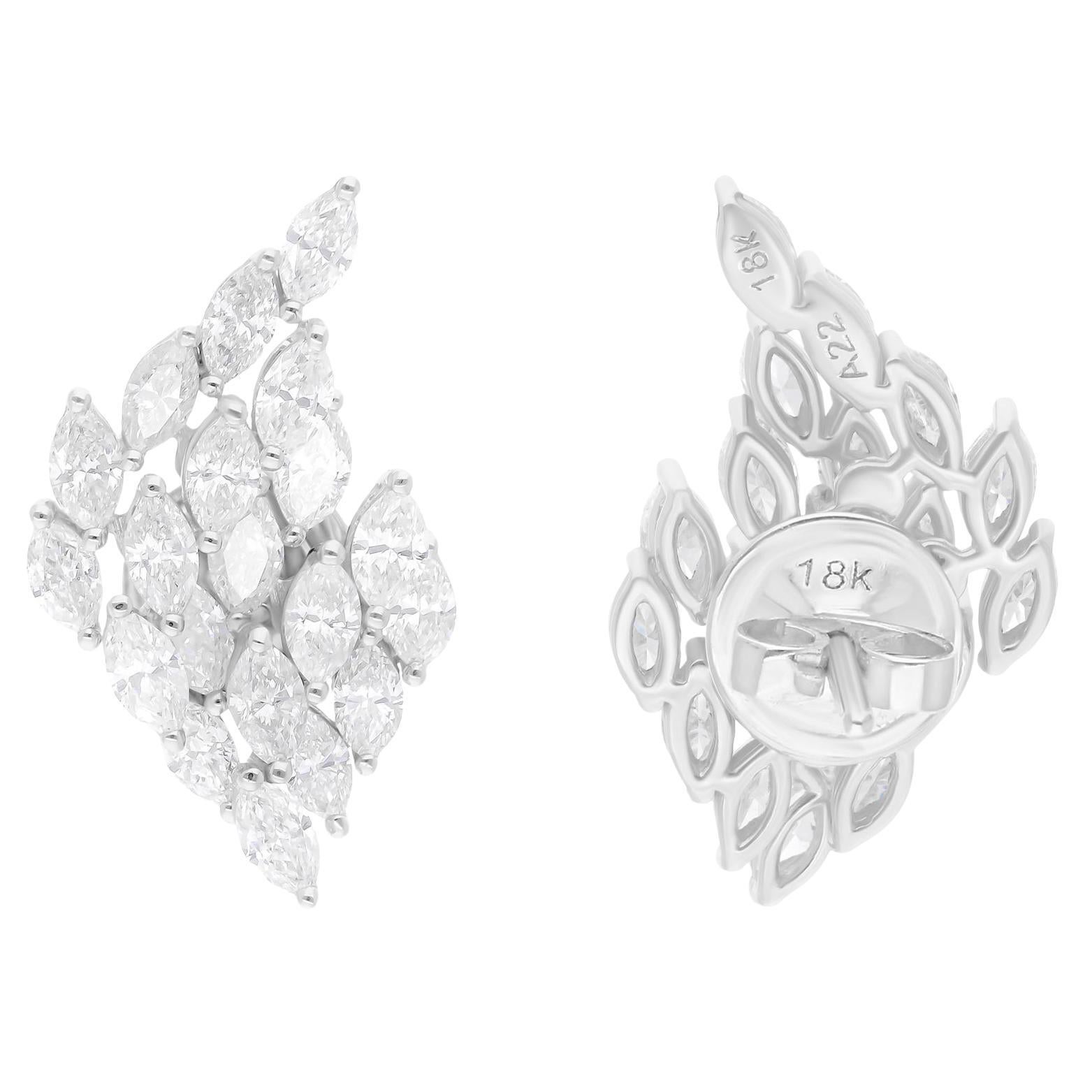2,88 Karat SI Reinheit HI Farbe Marquise Diamant-Ohrringe 18 Karat Weißgold
