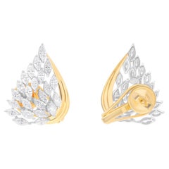 Orecchini con piume di diamanti da 2,20 carati SI/H Marquise Brilliante Oro giallo 14 carati