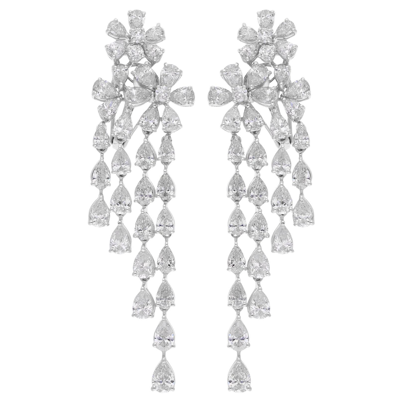 9,60 Karat SI/HI Birnen-Diamant-Kronleuchter-Ohrringe 14 Karat massives Weißgold
