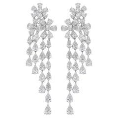 9,60 Karat SI/HI Birnen-Diamant-Kronleuchter-Ohrringe 14 Karat massives Weißgold