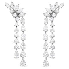 SI Clarity HI Color Multi Shape Diamond Fine Dangle Earrings 14 Karat White Gold
