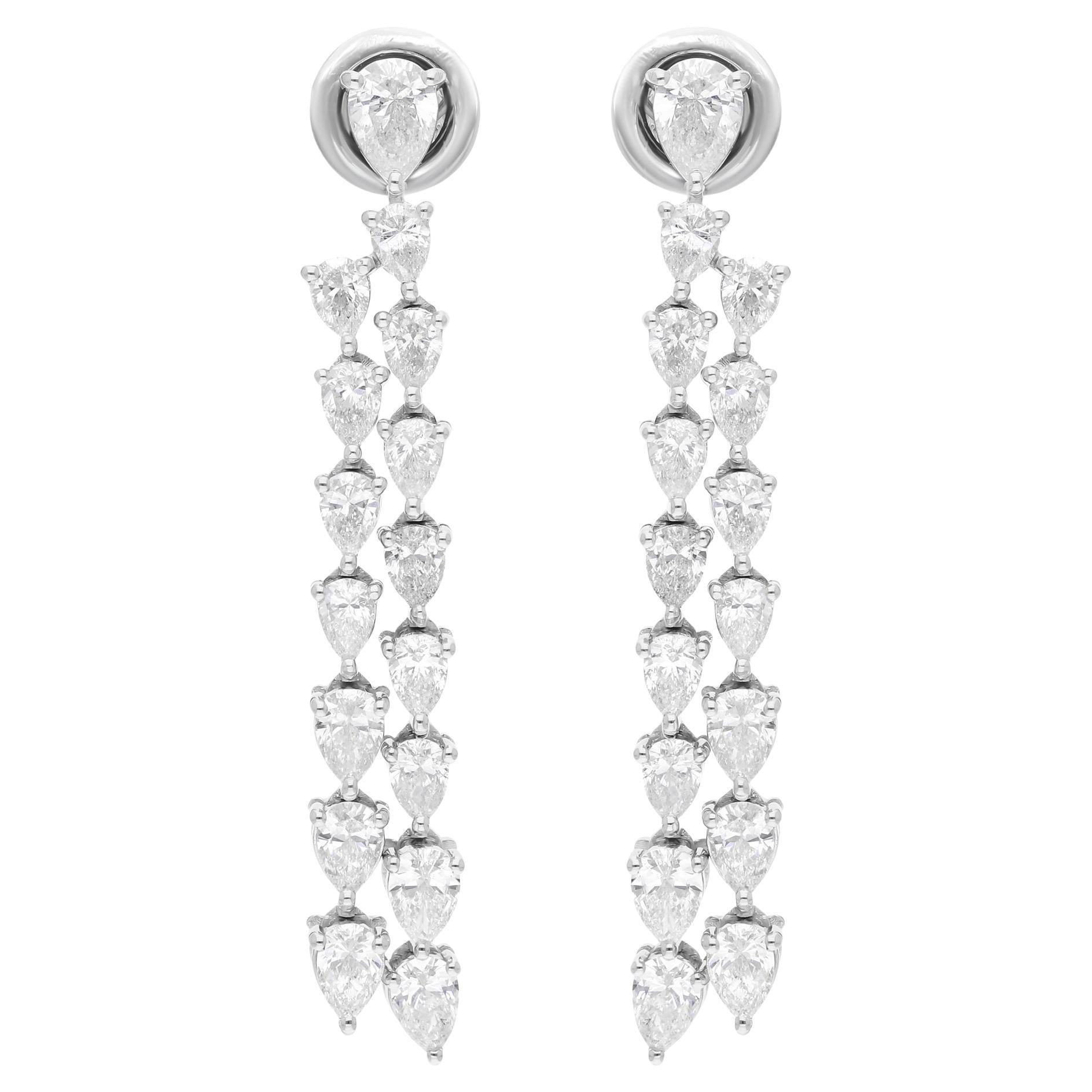 3.61 Carat SI Clarity HI Color Pear Shape Diamond 14 Karat White Gold Earrings For Sale