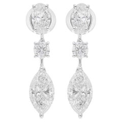 4.71 Carat SI/H Marquise Round Oval Diamond Earrings 18 Karat White Gold Jewelry