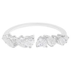 0,90 Karat SI Reinheit HI Farbe Herz Birne Diamant Manschette Ring 14 Karat Weißgold