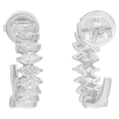 2.05 Carat SI/H Marquise Diamond Hoop Earrings 18 Karat White Gold Fine Jewelry