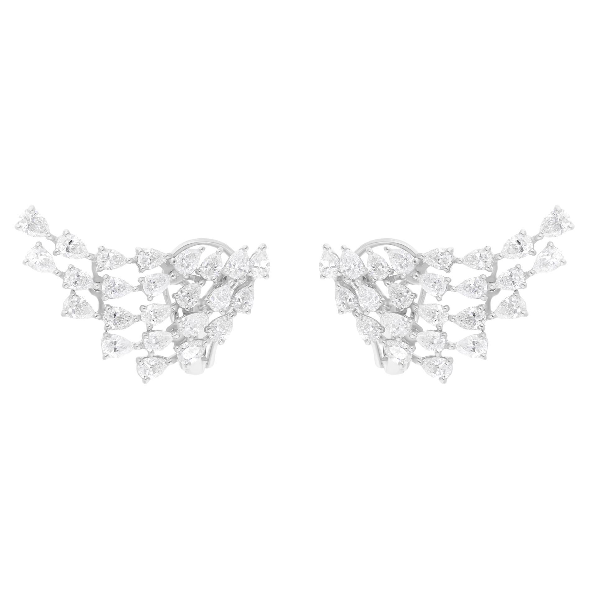 3,00 quilates SI Claridad HI Color Pendientes de diamantes en forma de pera Oro blanco de 18 quilates