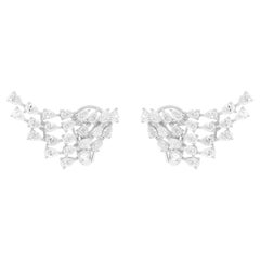 3.00 Carat SI Clarity HI Color Pear Shape Diamond Earrings 18 Karat White Gold