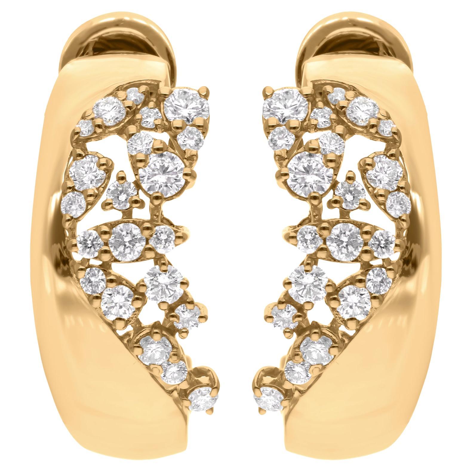 1.18 Carat SI/H Round Brilliant Cut Diamond Earrings 18k Yellow Gold Jewelry