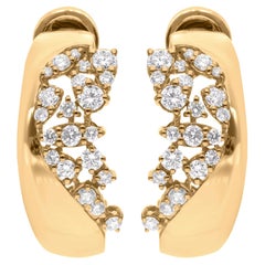 1.18 Carat SI/H Round Brilliant Cut Diamond Earrings 18k Yellow Gold Jewelry