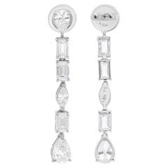 3.95 Carat SI Clarity HI Color Multi Shape Diamond Earrings 18 Karat White Gold