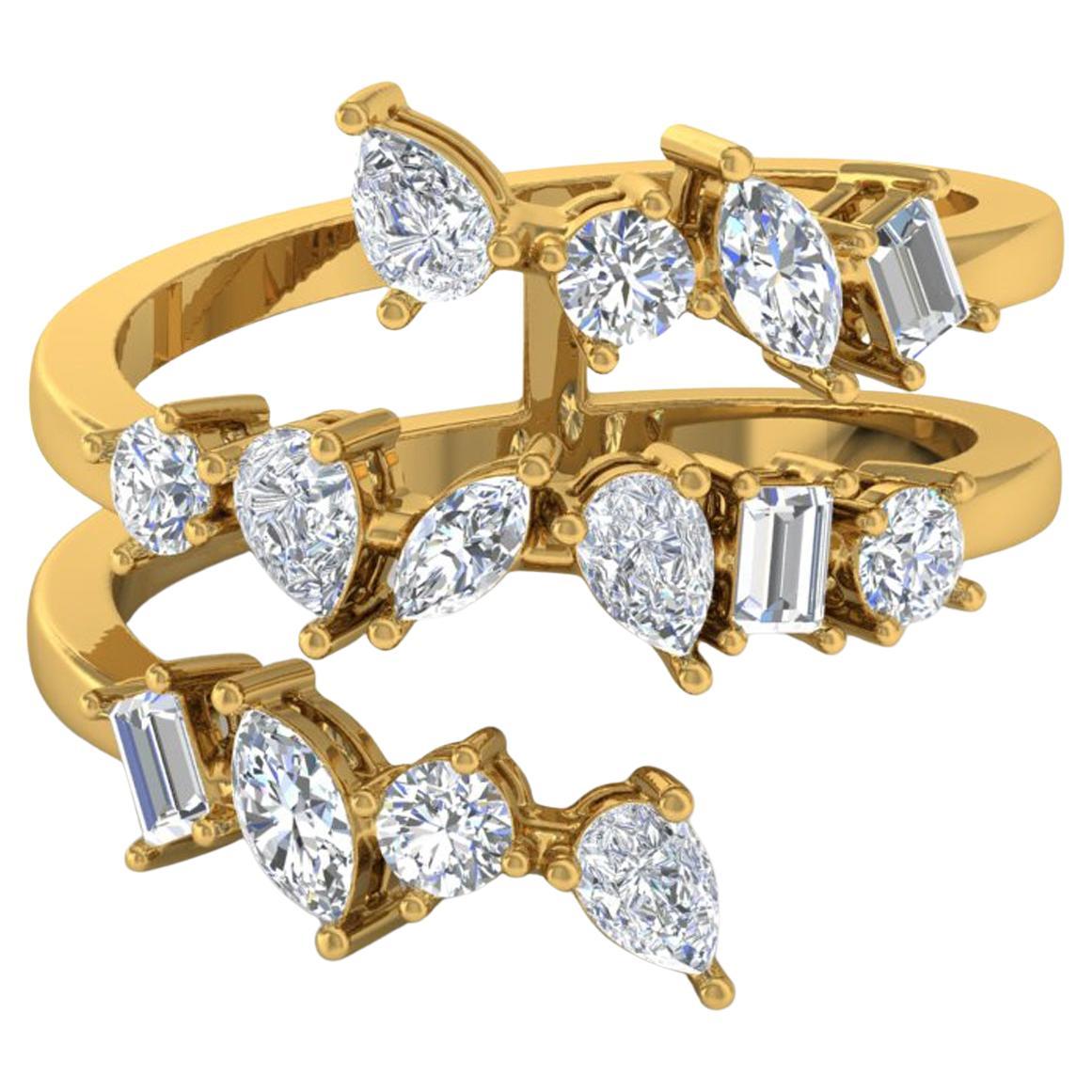 SGL zertifizierter 2,15 Karat SI Reinheit HI Farbe Diamant Gelbgold Spiral-Ring, Gelbgold