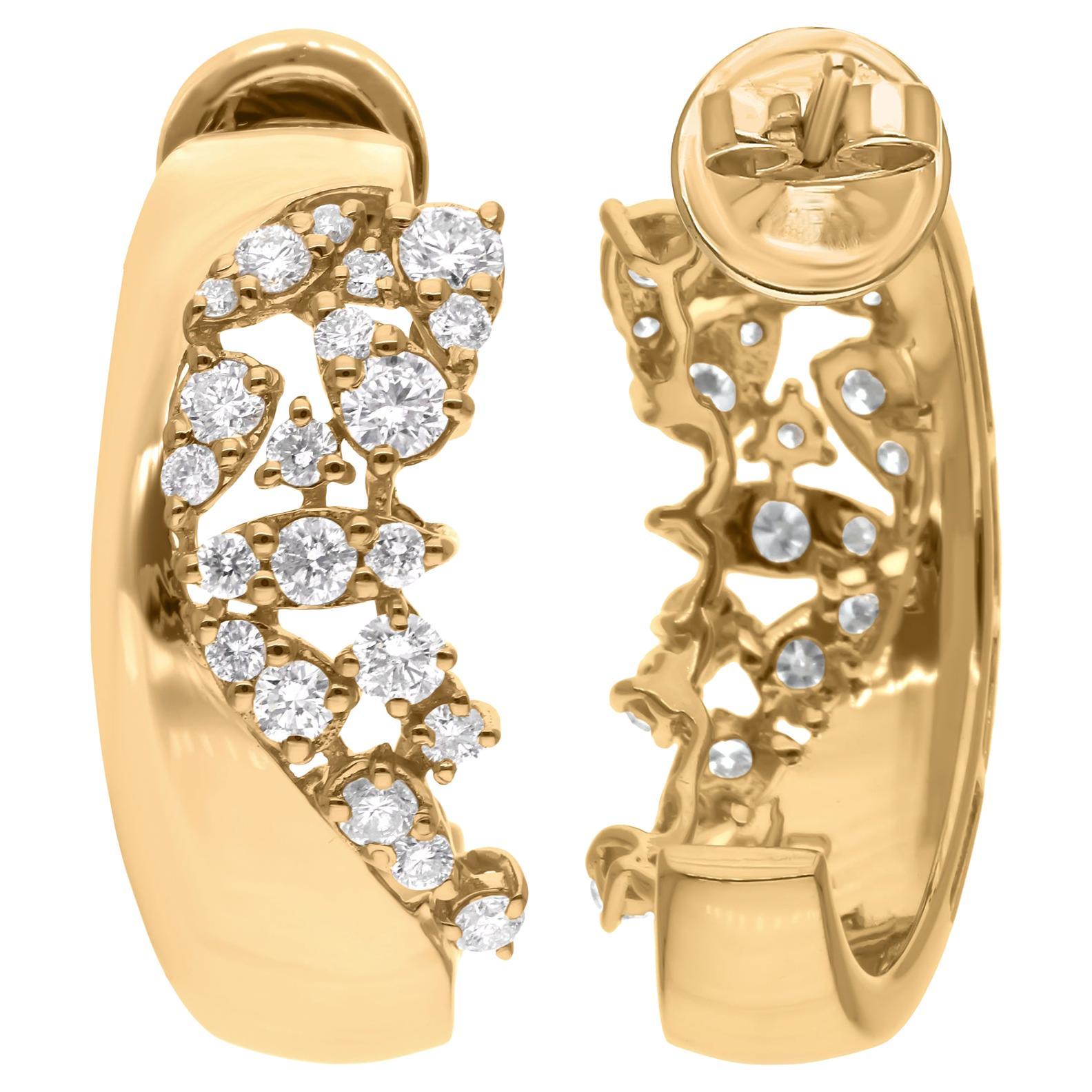 1.18 Carat SI/H Round Brilliant Cut Diamond Earrings 14k Yellow Gold Jewelry