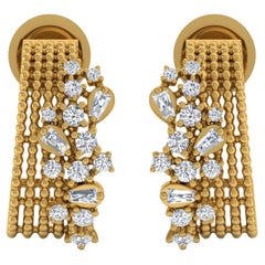 Orecchini a cerchio con diamanti naturali da 0,6 carati SI Clarity HI Color Oro giallo 14 carati