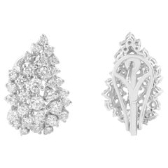 Pendientes de oro blanco de 14 quilates con diamante en racimo fino de 1,92 quilates, claridad SI y color HI