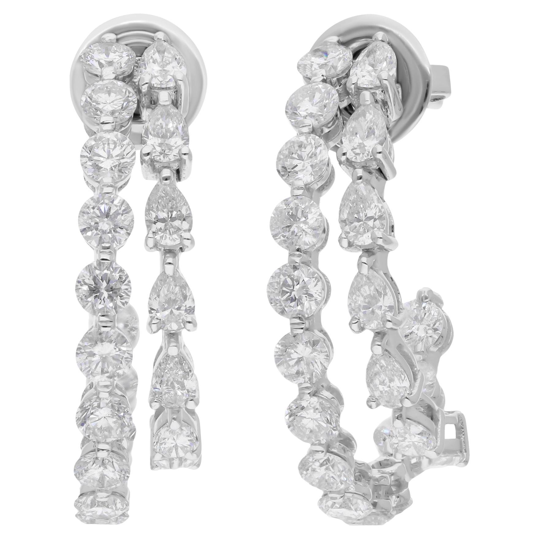Pendientes de diamantes naturales talla pera brillante SI/H de 3,66 quilates y oro blanco de 14k