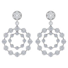 Pendientes de diamantes naturales talla brillante redonda SI/H de 2,75 quilates y oro blanco de 18 quilates