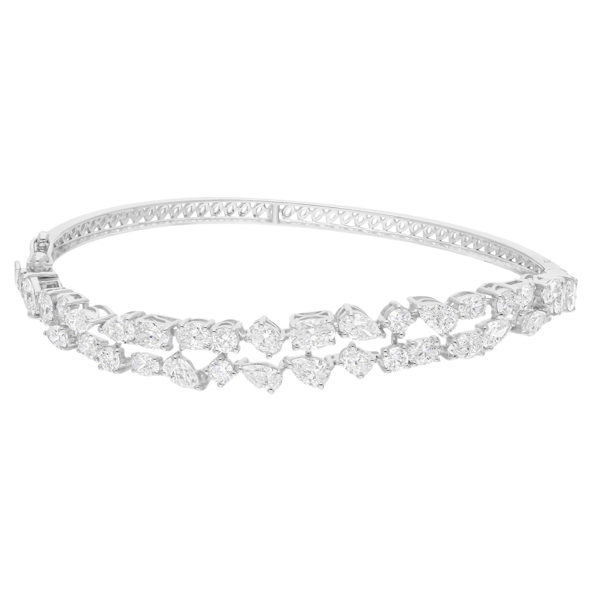 4,96 Quilates SI Claridad HI Color Diamante Brazalete Curvo Oro Blanco 18 Kilates