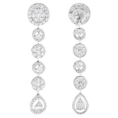 Orecchini a goccia con diamante taglio brillante rotondo da 3,85 carati SI/H Oro bianco 14 carati